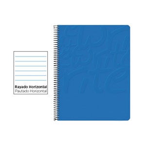 Cuaderno Espiral Folio | 80H | Rayado Horizontal | Tapa Blanda | 60gr | Azul