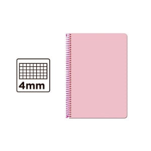 Cuaderno Espiral A5 | 80H | Cuadrícula 4mm | Tapa Dura | Rosa