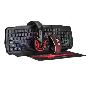 Kit teclado + ratón + auriculares + alfombrilla RGB