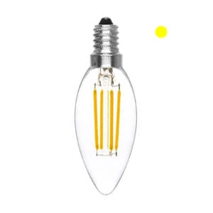 Bombilla LED E14 | Filamento | Vela | Luz cálida | 4W | 2800K-3200K