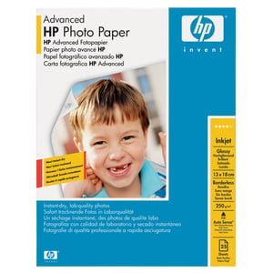 HP Q8696A Advanced Papel Fotográfico Brillante Sin Margen | 13 x 18 cm 250 g 25 hojas