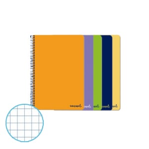 PACK x5: Cuaderno Espiral A5 | 80H | Cuadrícula 4mm | Tapa Blanda | 60gr (Surtidos)