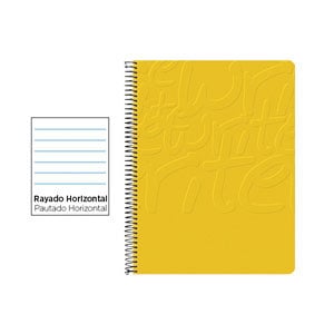 Cuaderno Espiral Folio | 80H | Rayado Horizontal | Tapa Blanda | 60gr | Amarillo