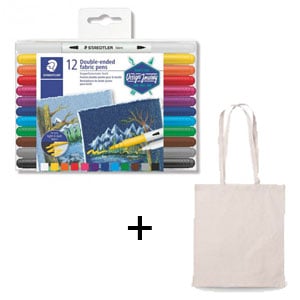 PACK Staedtler Rotuladores Textiles (12 colores) + Tote Bag